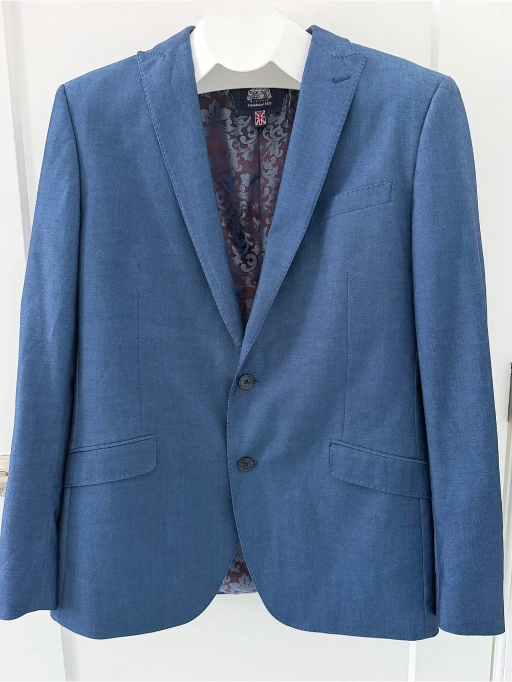 SAVILE ROW CO Brixton Navy Blue Sport Coat Blazer Jacket Poly Spandex Rayon 44L
